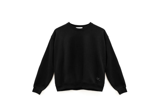 Mia Sweater - Black Cotton Fleece