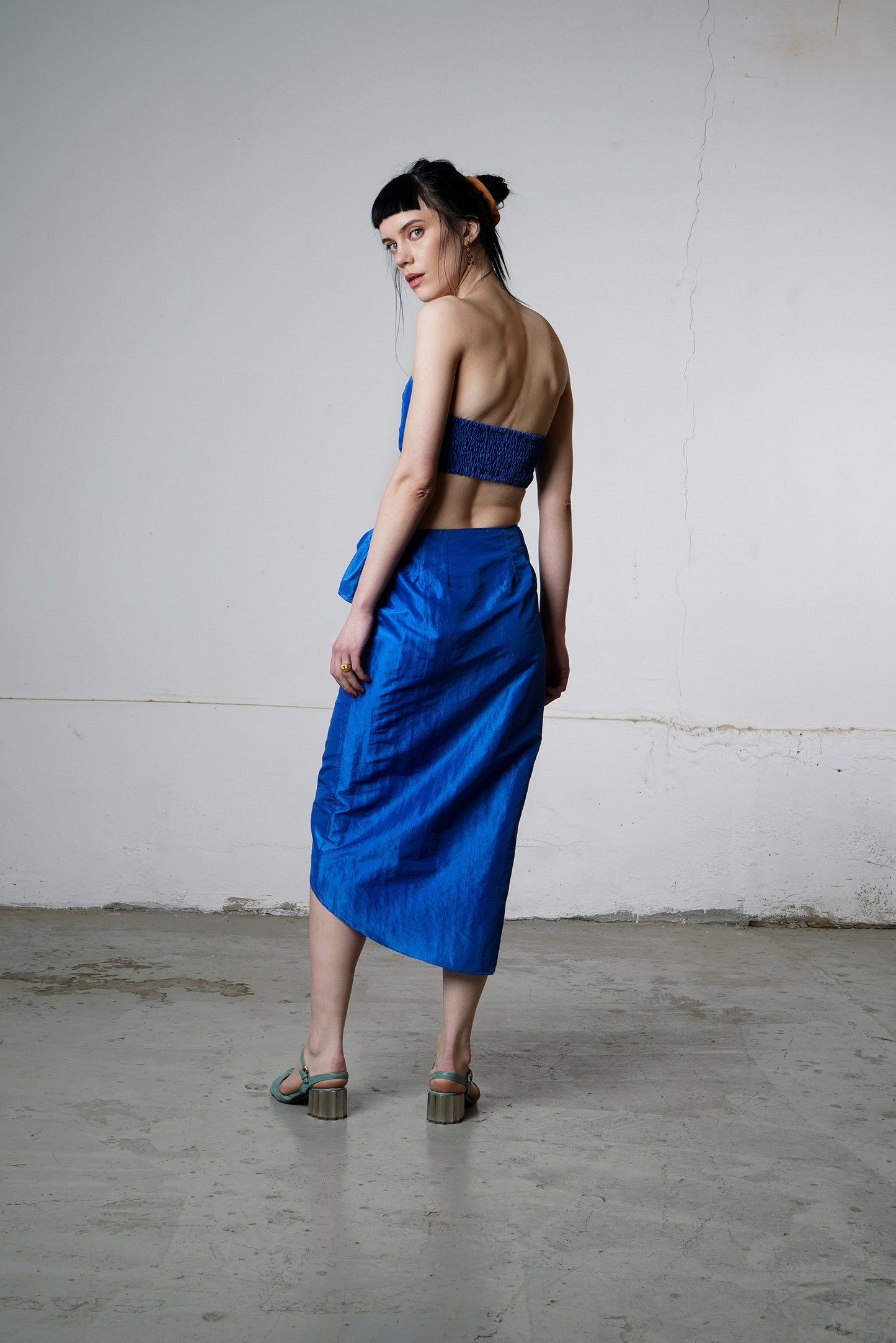 Denise Taffeta Crop Top - Electric Blue