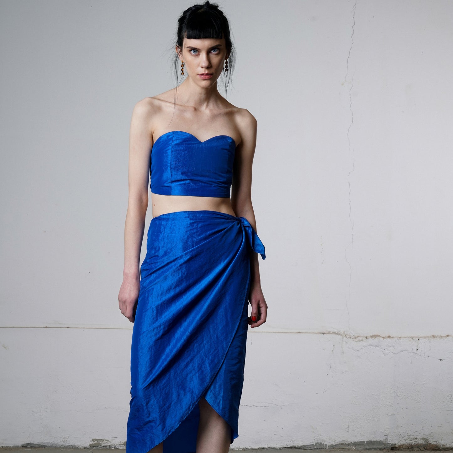 Denise Taffeta Crop Top - Electric Blue